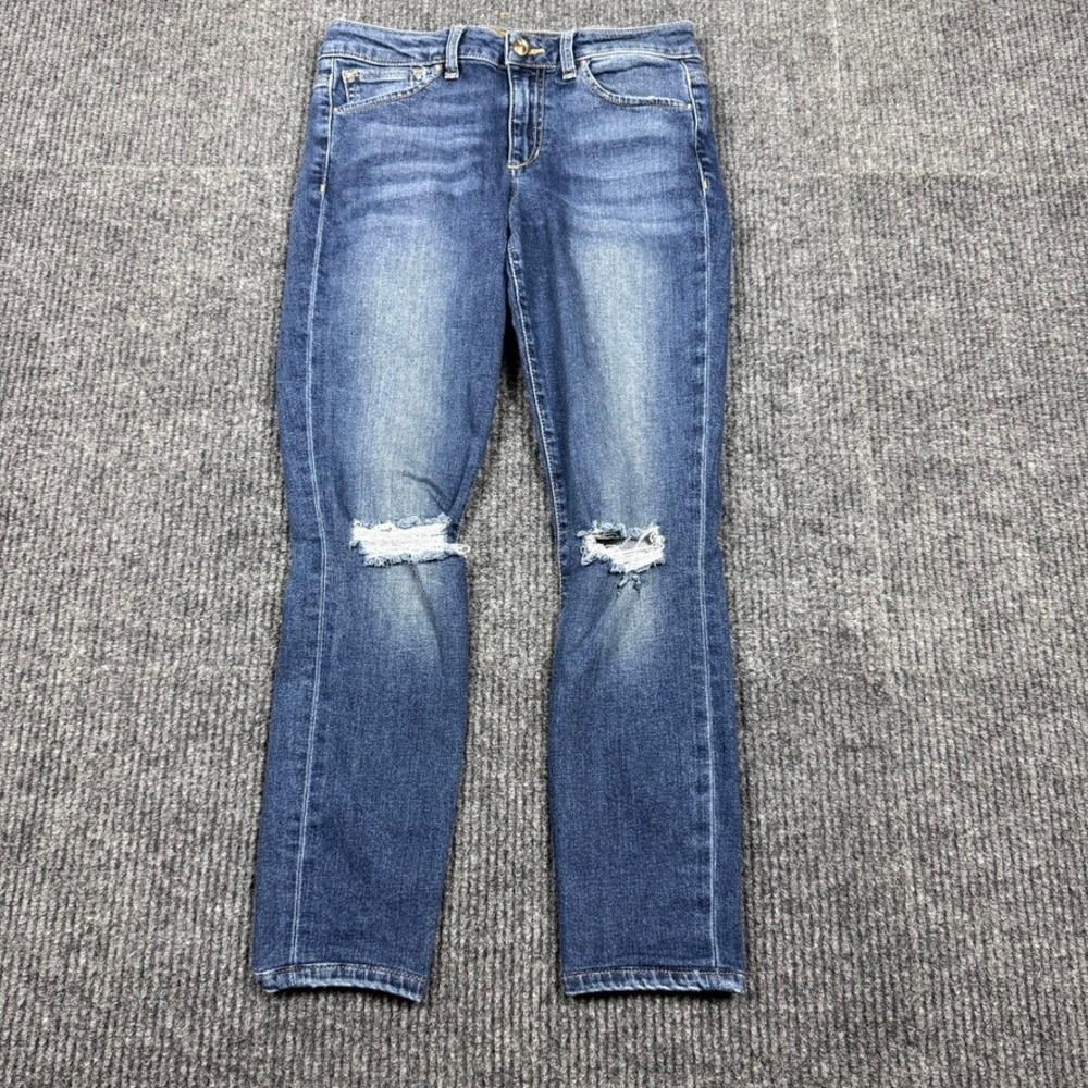 Joes Jeans Flawless The Icon Mid Rise Skinny Ankle Mandala Blue Distressed Sz 27